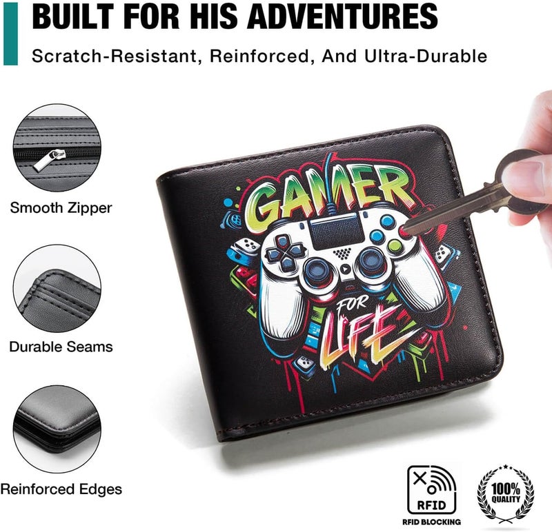 Amutta Kids Wallet for Boys, Cool Teen Boys Wallet for Kids Ages 4-5-6-7-8-9-10-11-12-13-14-15-16, Leather Wallet for Teen Boy, Gamer Gaming Video Game Teenage Teenager Youth Gifts Christmas Birthday - Image 5